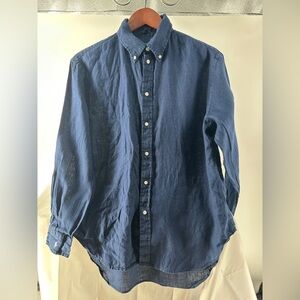 Polo Ralph Lauren blue linen long sleeve shirt